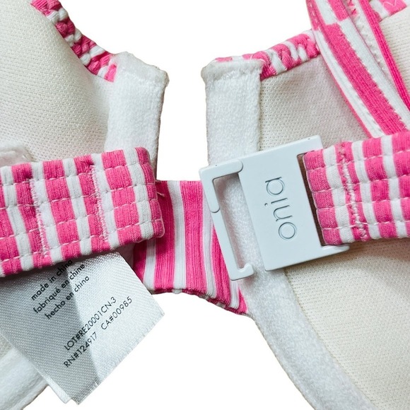 Onia NWT Dalia Pink and White Broken Striped Underwire Demi Cup Bikini Top Large - Picture 12 of 15